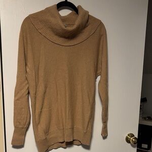 Halogen Tan Cowl Neck cashmere Sweater